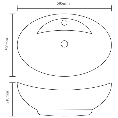 Wash Basin with Overflow 58.5x39x21 cm Ceramic Gold