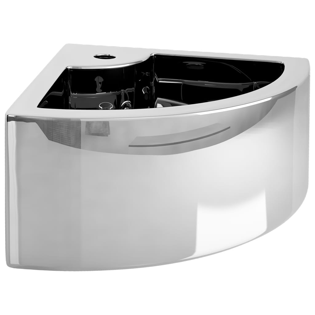 Wash Basin with Overflow 45x32x12.5 cm Ceramic Silver