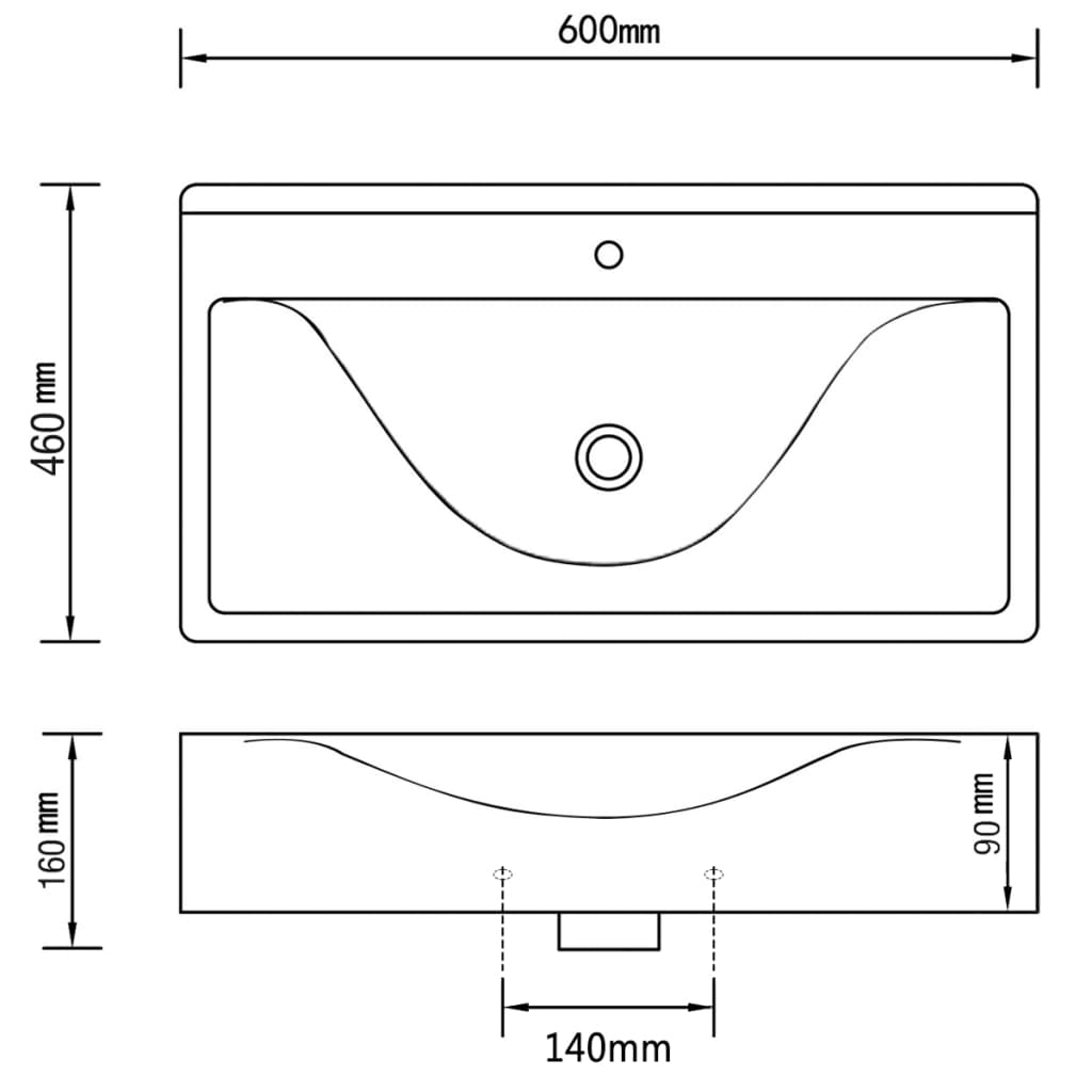 Wash Basin with Overflow 60x46x16 cm Ceramic Silver