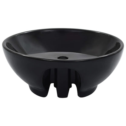 Wash Basin with Overflow 46.5x18 cm Ceramic Black