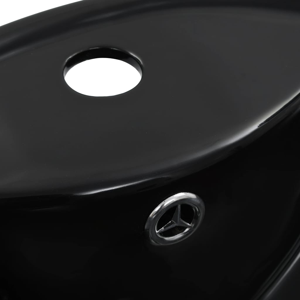 Wash Basin with Overflow 46.5x18 cm Ceramic Black