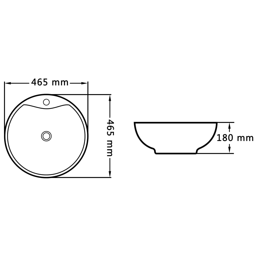 Wash Basin with Overflow 46.5x18 cm Ceramic Black