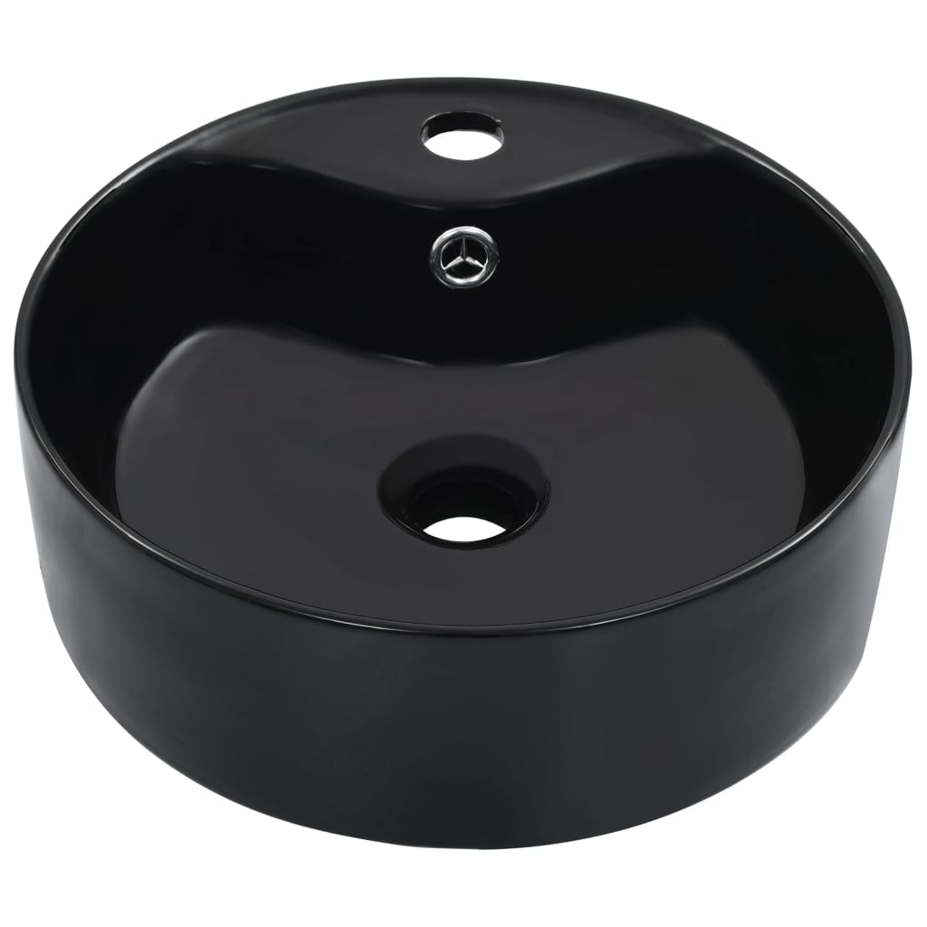 Wash Basin with Overflow 36x13 cm Ceramic Black