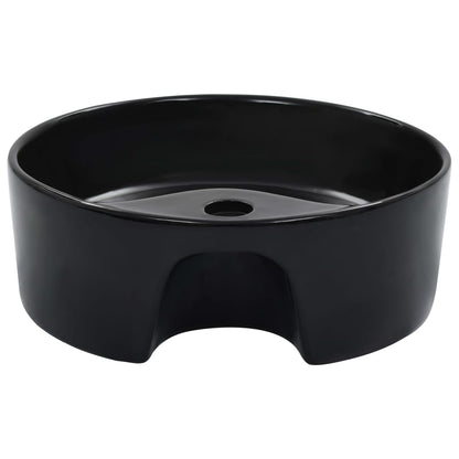 Wash Basin with Overflow 36x13 cm Ceramic Black