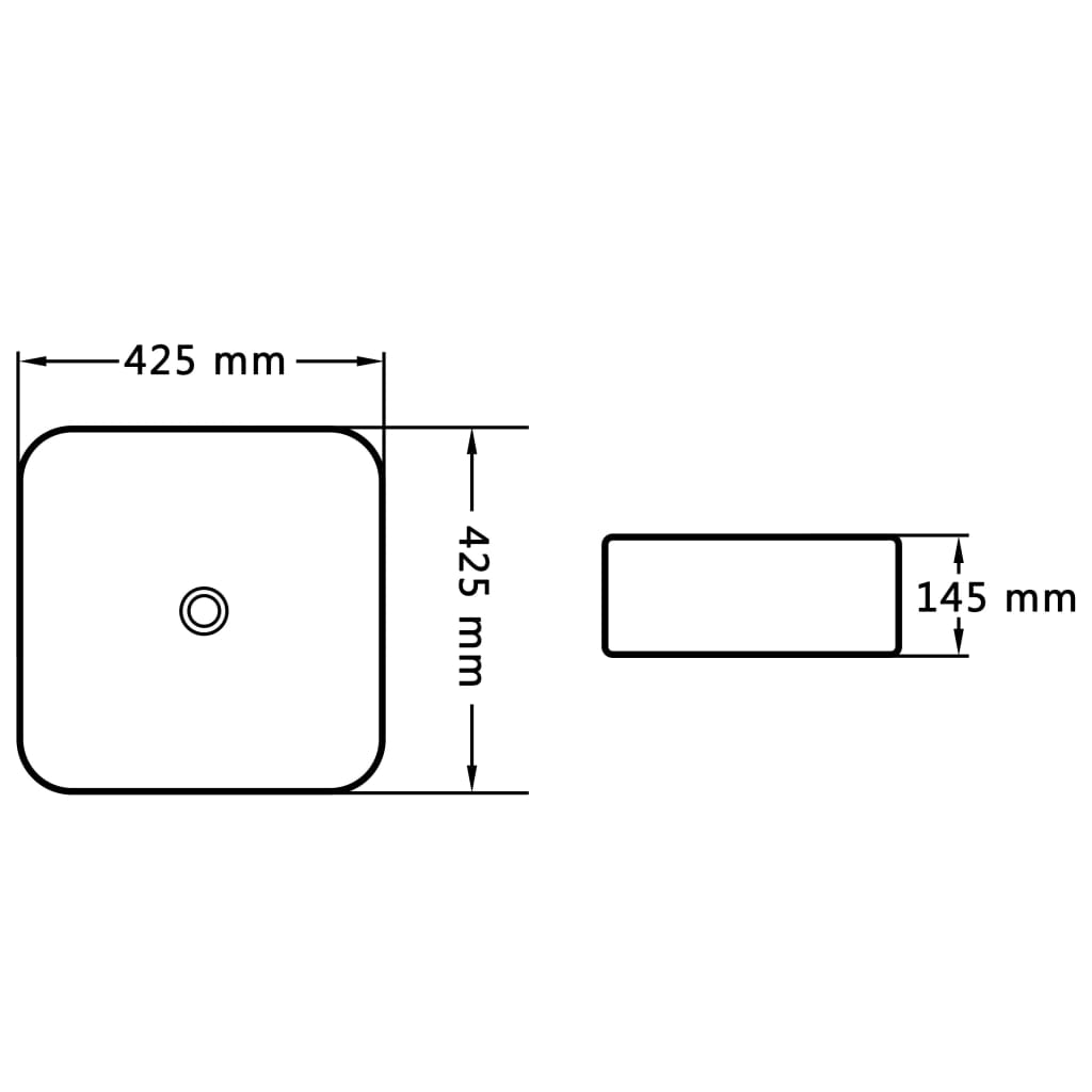 Wash Basin 42.5x42.5x14.5 cm Ceramic Black - Bend