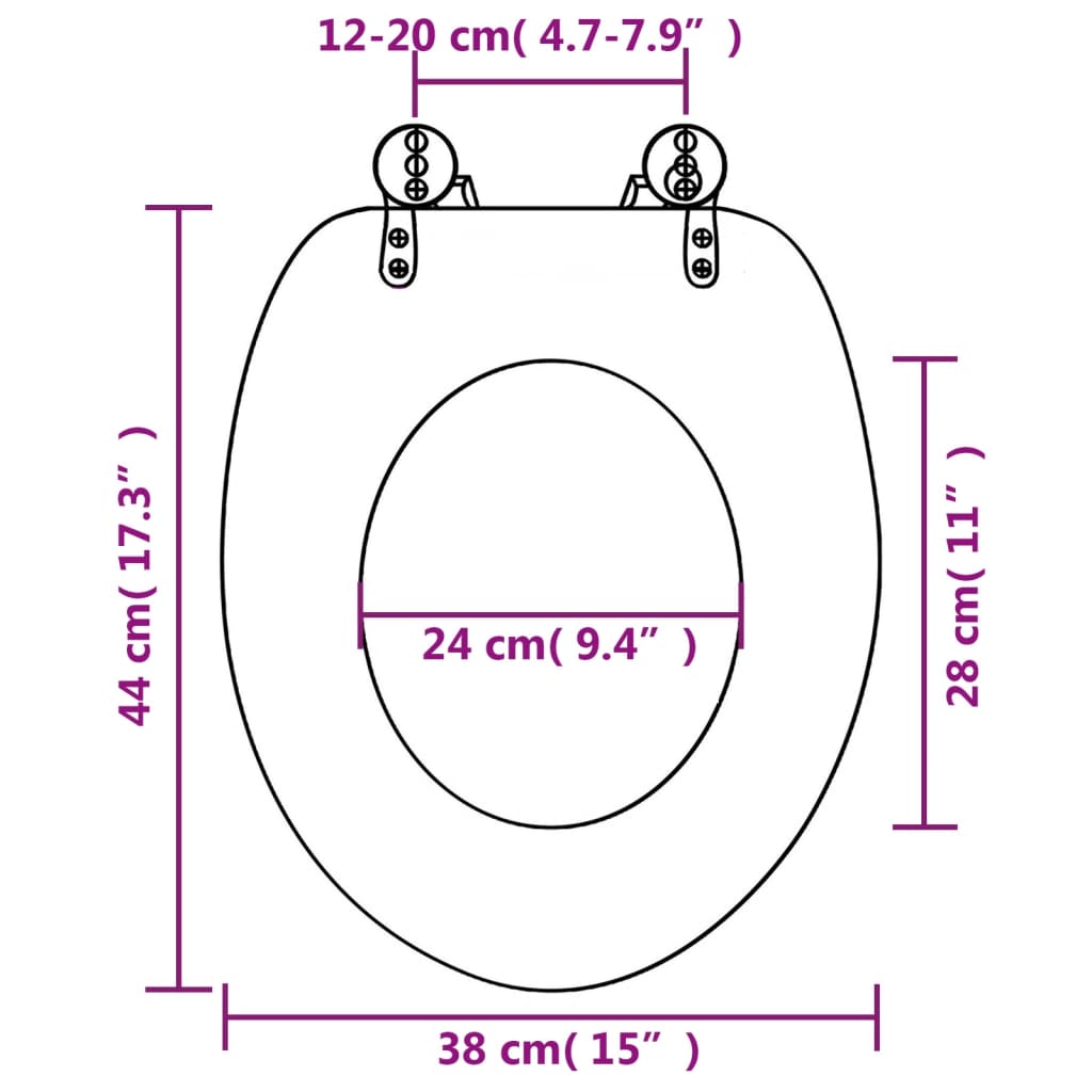 WC Toilet Seat with Soft Close Lid MDF Dolphins Design - 2 pcs