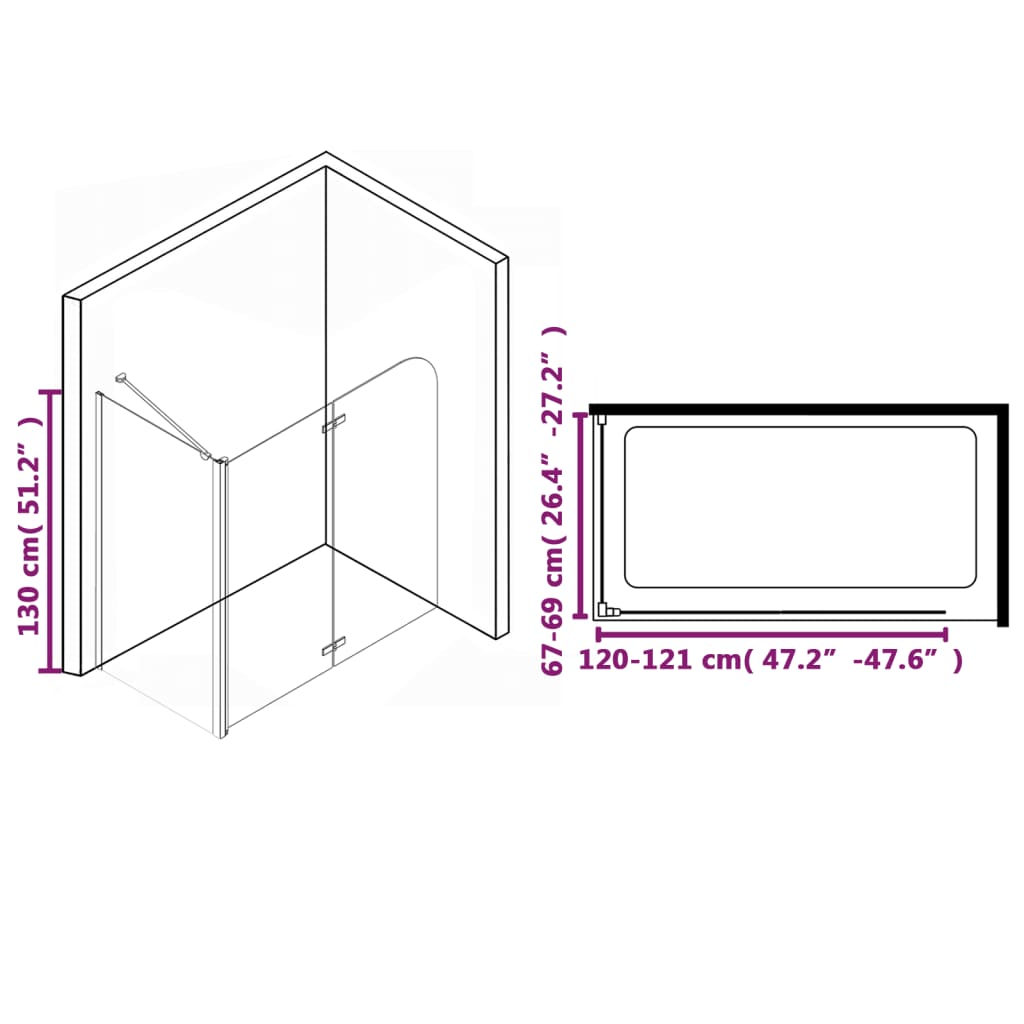 Bi-Folding Shower Enclosure ESG 120x68x130 cm - Bend