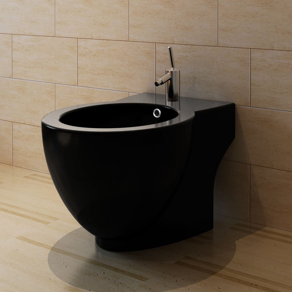 Round Bidet Stand Black High-quality Ceramic - Bend