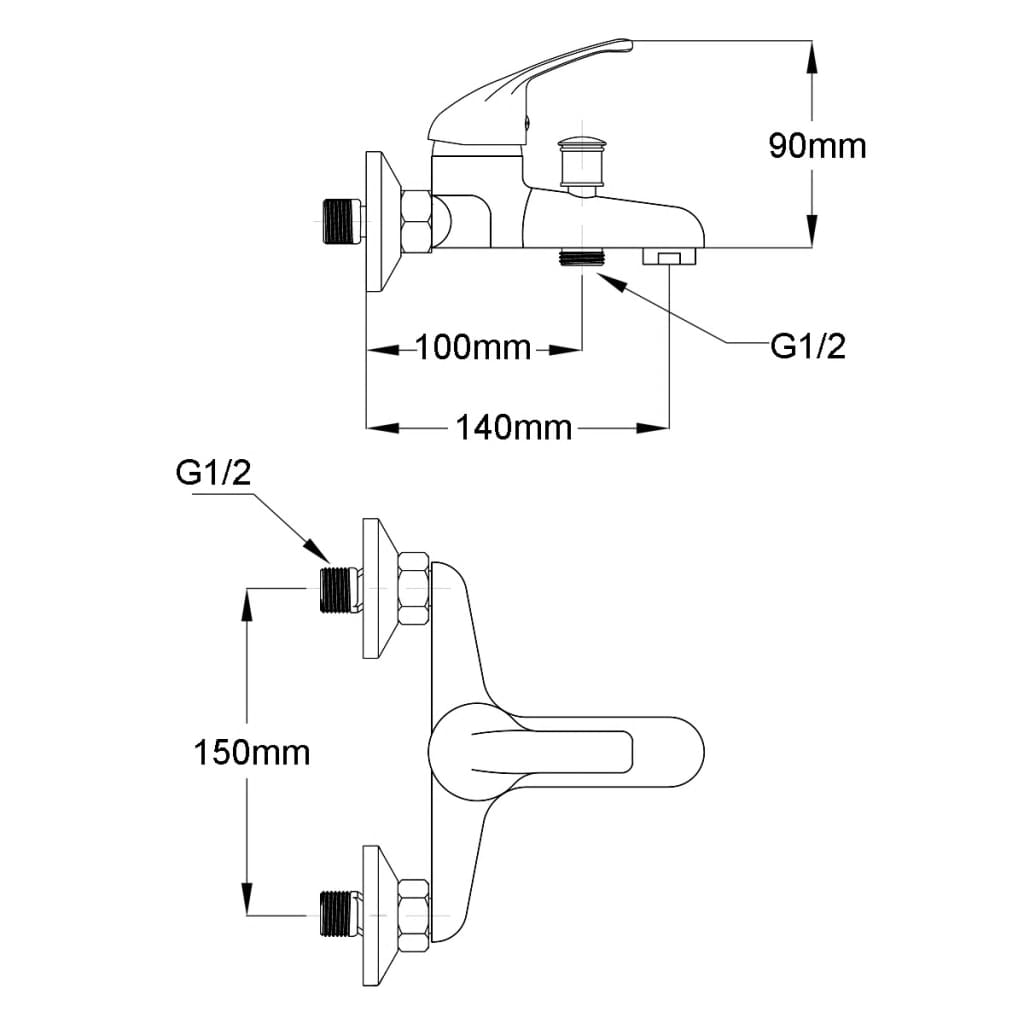 Bath Shower Mixer Tap Kit Chrome