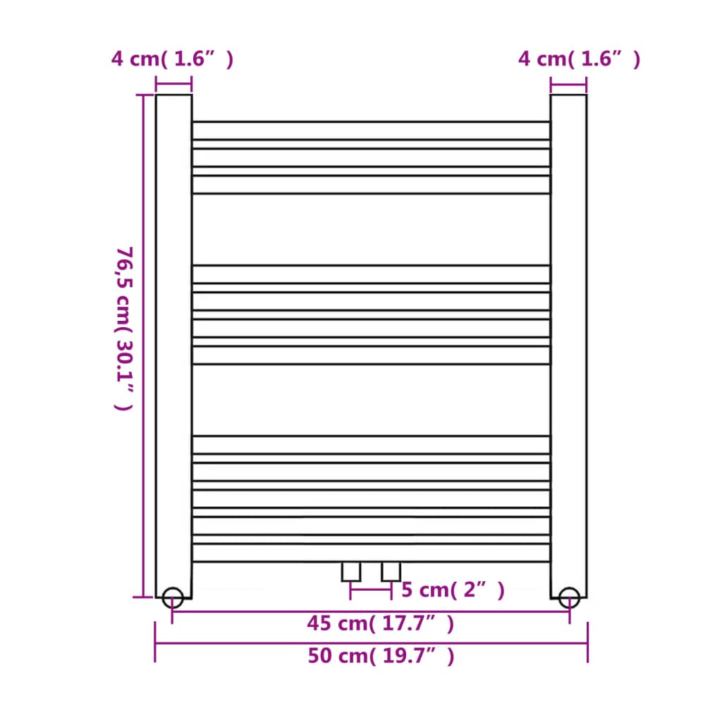 Bathroom Central Heating Towel Rail Radiator Straight 500 x 764 mm