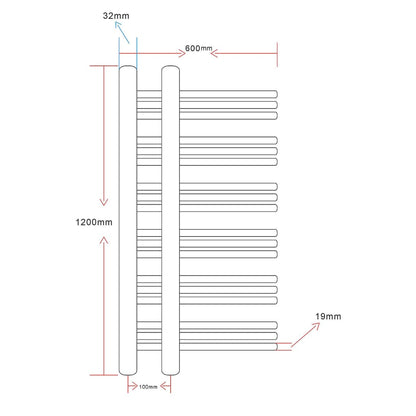 E-Shaped Bathroom Radiator Central Heating Towel Rail