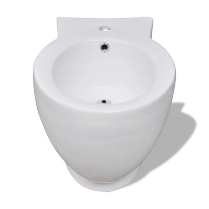 Stand Toilet & Bidet Set White Ceramic