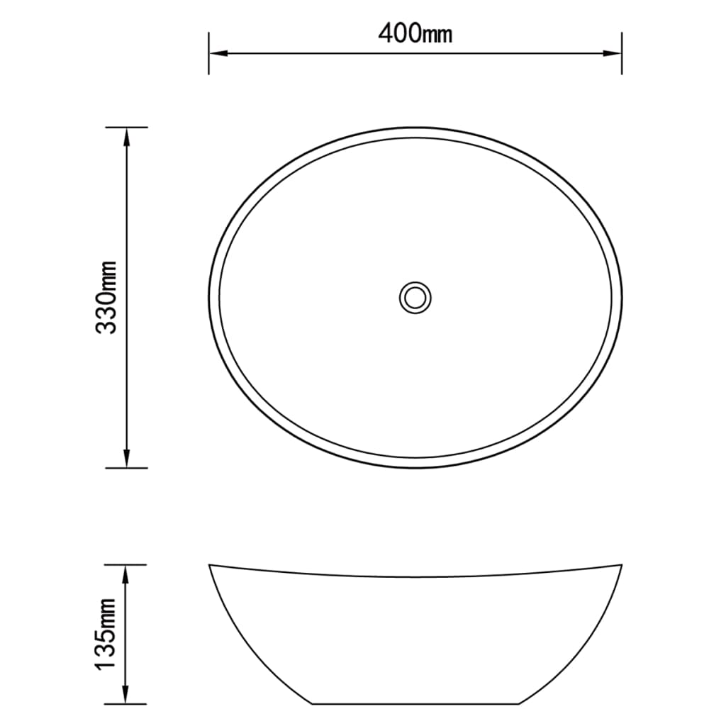 Luxury Ceramic Basin Oval-shaped Sink White 40 x 33 cm - Bend