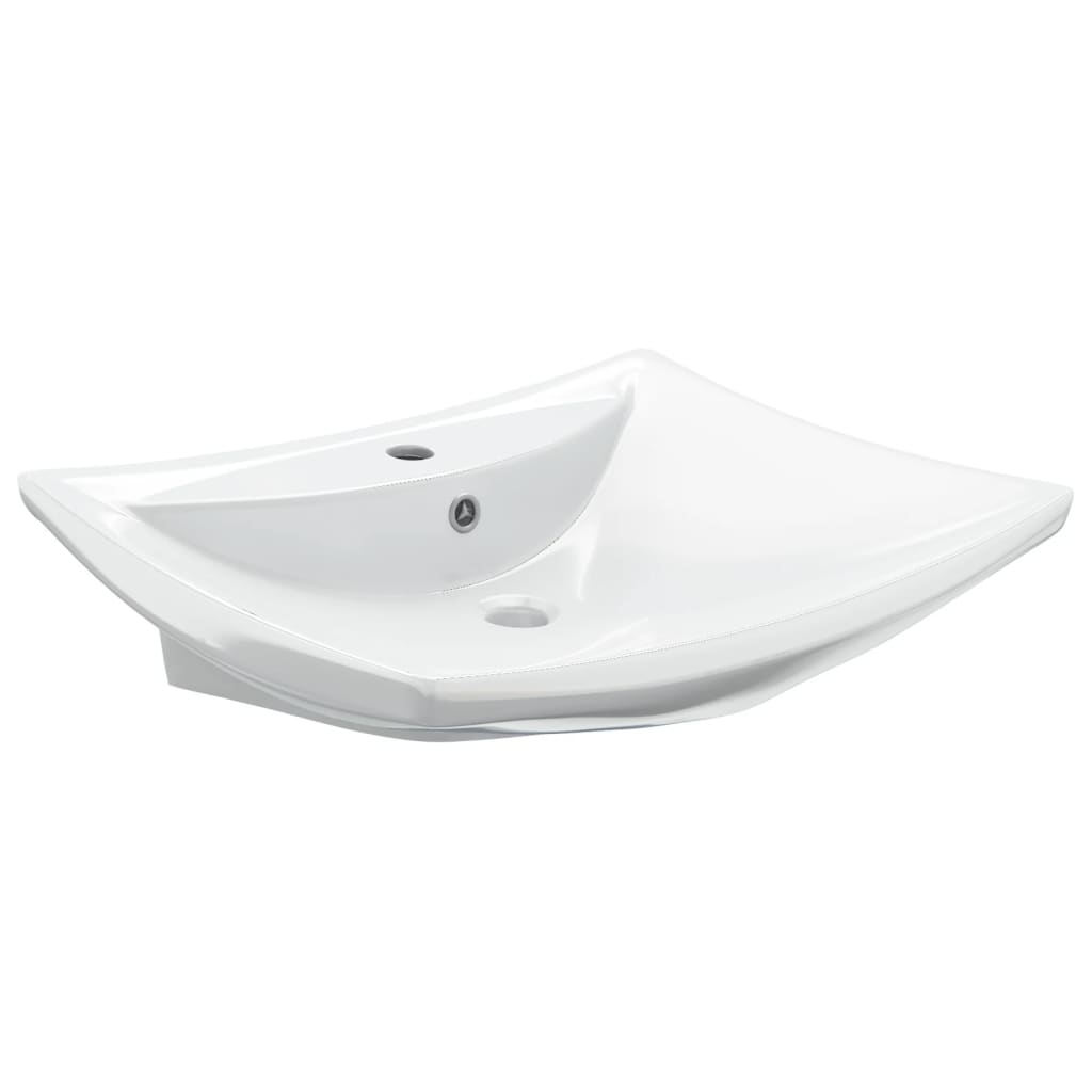 Luxury Ceramic Basin Rectangular with Overflow & Faucet Hole - Bend