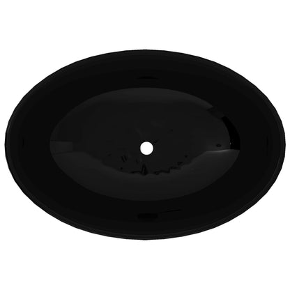 Luxury Ceramic Basin Oval-shaped Sink Black 40 x 33 cm