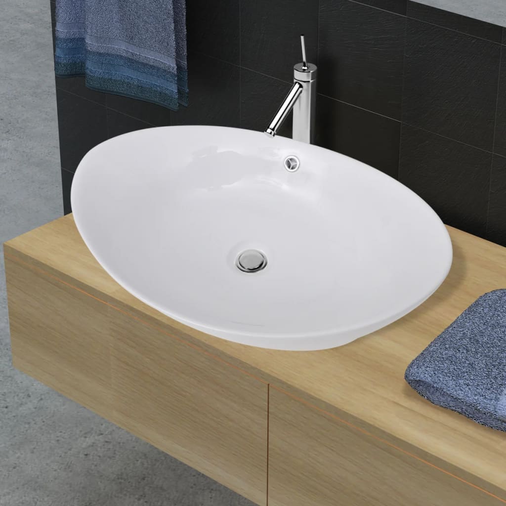 Luxury Ceramic Basin Oval with Overflow 59 x 38,5 cm - Bend