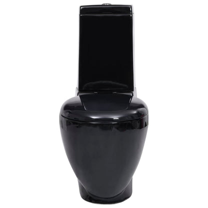 WC Ceramic Toilet Bathroom Round Toilet Bottom Water Flow Black