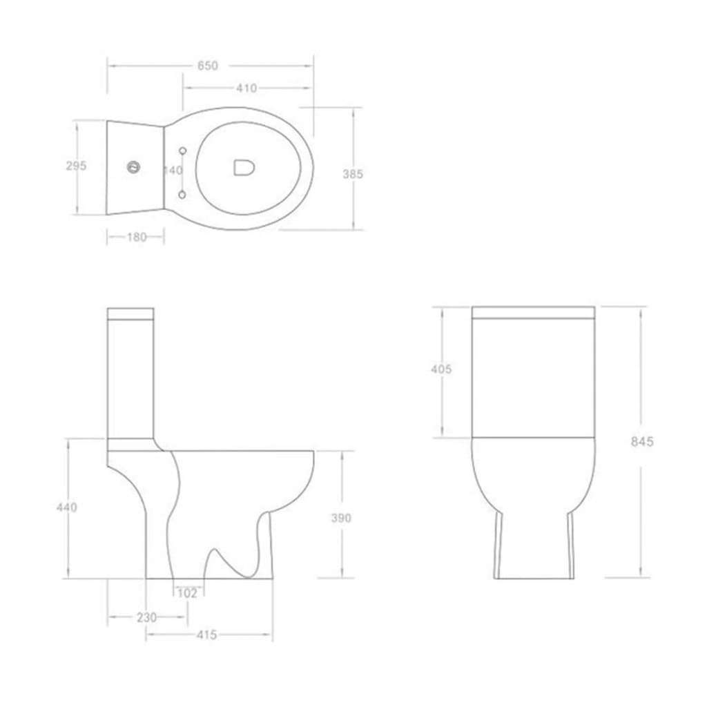 WC Ceramic Toilet Bathroom Round Toilet Bottom Water Flow Black