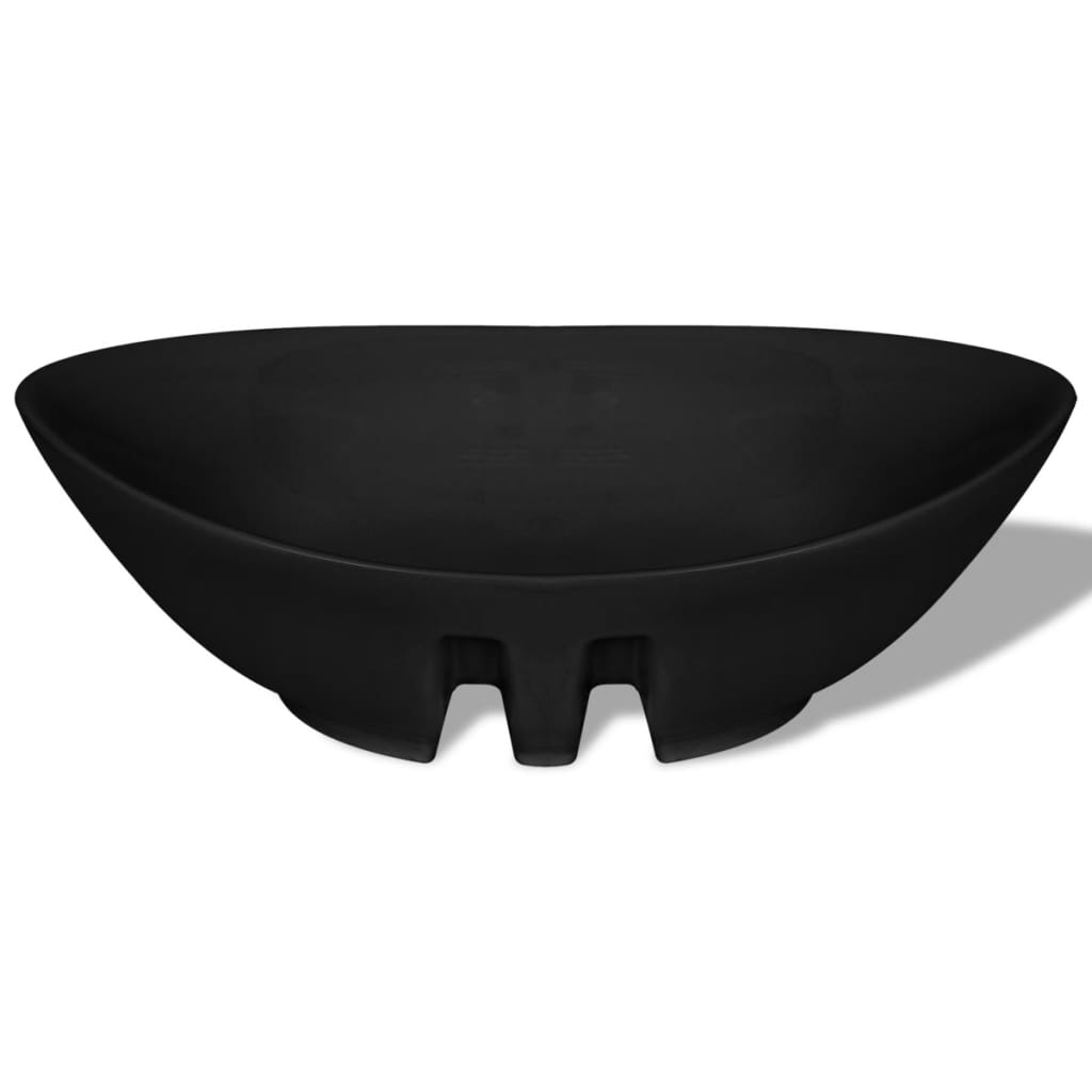 Black Luxury Ceramic Basin Oval with Overflow 59 x 38,5 cm - Bend