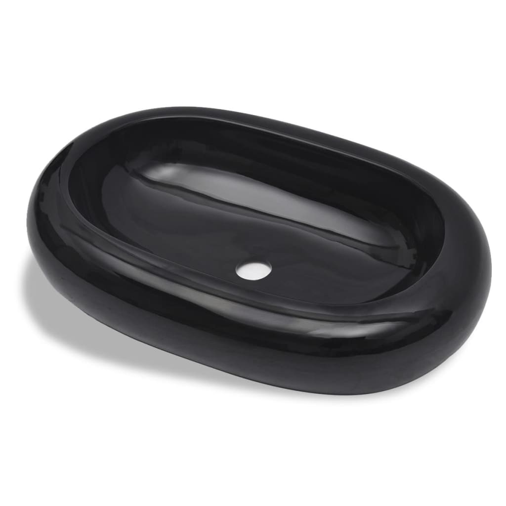 Ceramic Bathroom Sink Basin Black Oval - Bend