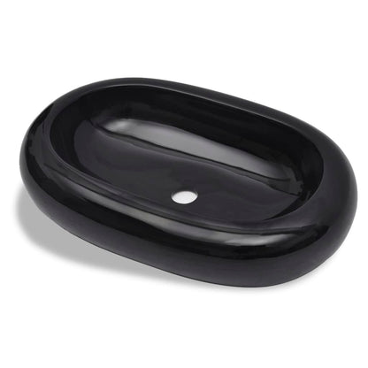 Ceramic Bathroom Sink Basin Black Oval - Bend