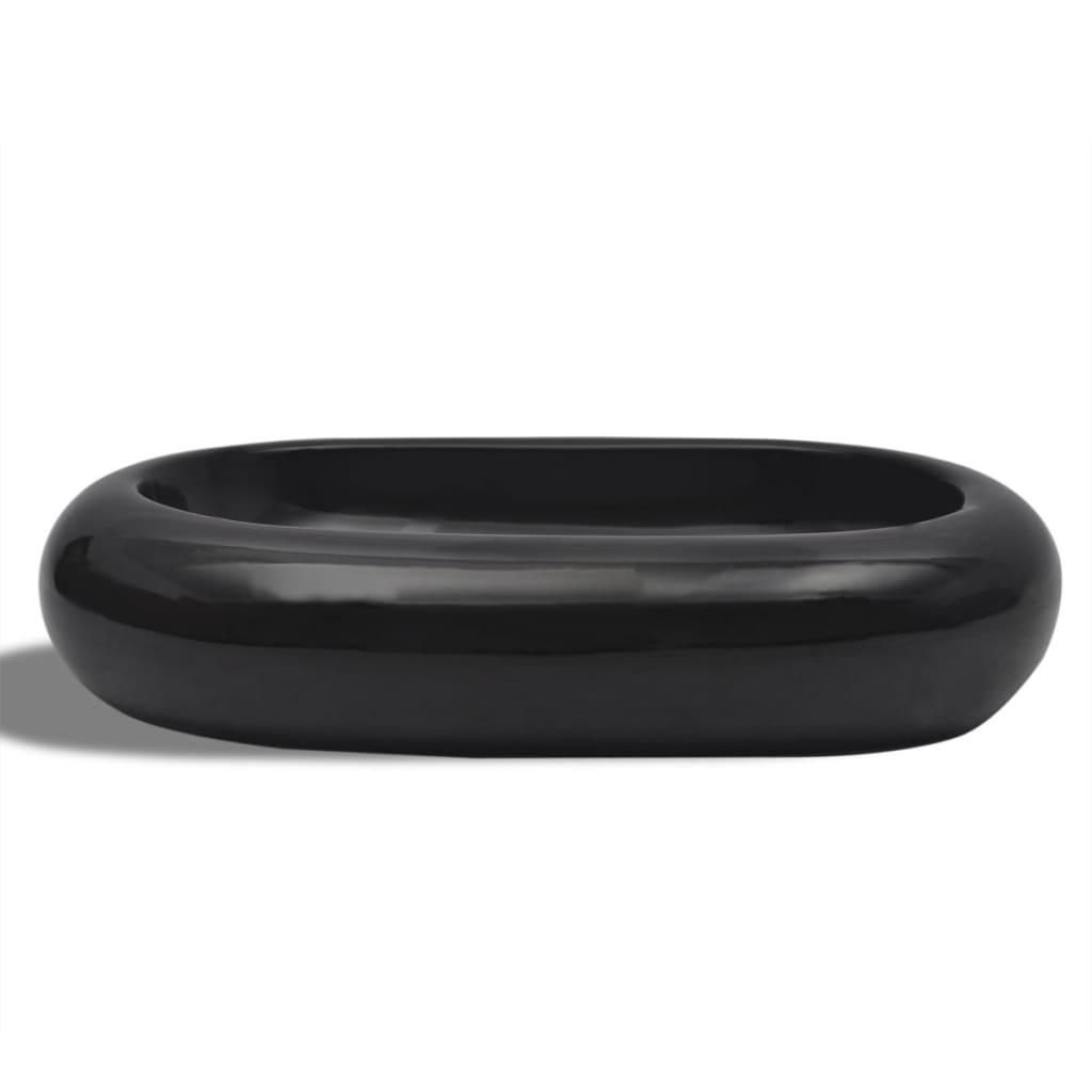 Ceramic Bathroom Sink Basin Black Oval - Bend