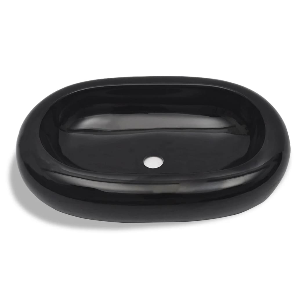 Ceramic Bathroom Sink Basin Black Oval - Bend