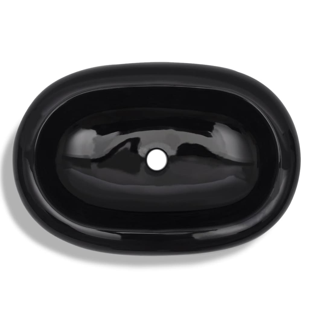 Ceramic Bathroom Sink Basin Black Oval - Bend