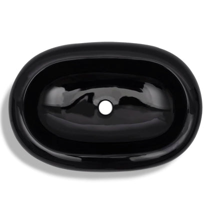 Ceramic Bathroom Sink Basin Black Oval - Bend