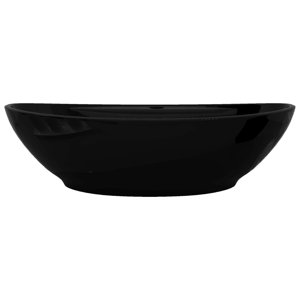 Ceramic Bathroom Sink Basin Faucet/Overflow Hole Black Oval - Bend