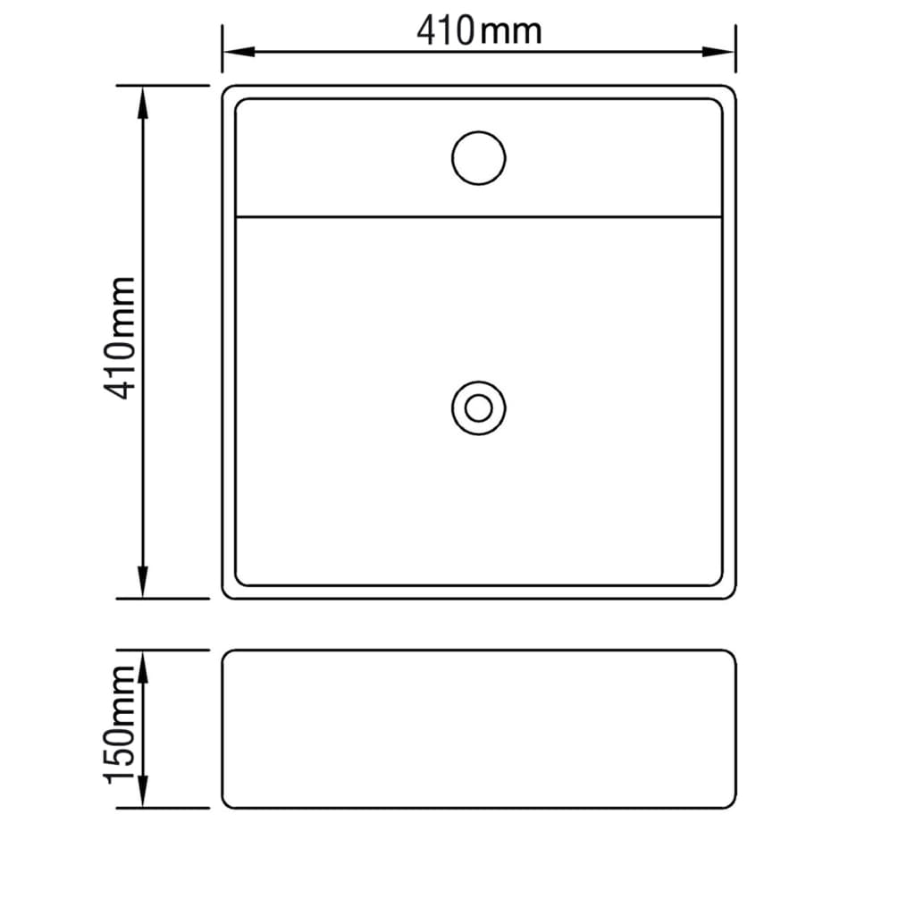 Ceramic Bathroom Sink Basin Faucet /Overflow Hole Black Square - Bend