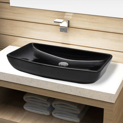 Ceramic Bathroom Sink Basin Black Rectangular - Bend