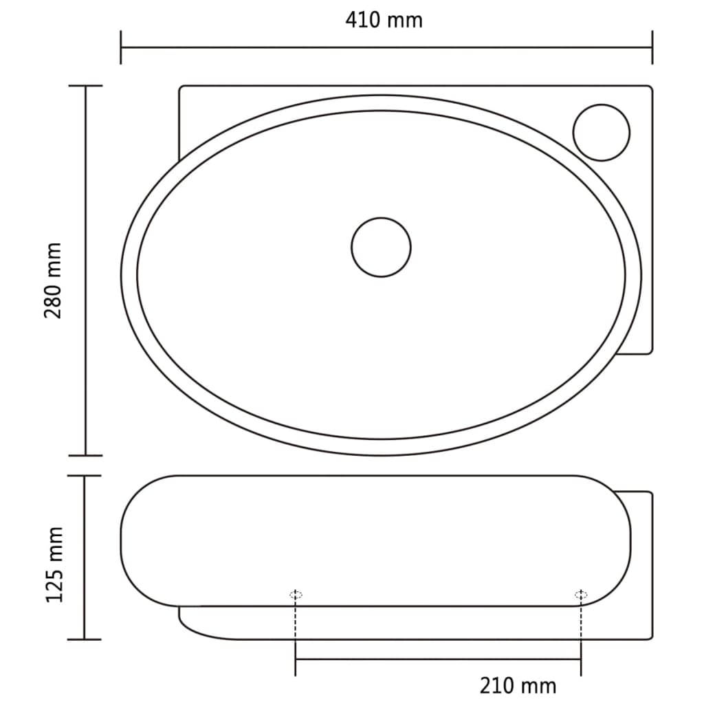 Ceramic Bathroom Sink Basin Faucet/Overflow Hole Black Round - Bend