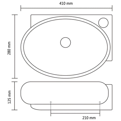 Ceramic Bathroom Sink Basin Faucet/Overflow Hole Black Round - Bend