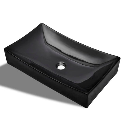 Ceramic Bathroom Sink Basin Black Rectangular - Bend