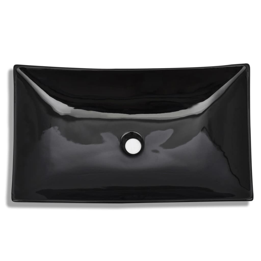 Ceramic Bathroom Sink Basin Black Rectangular - Bend