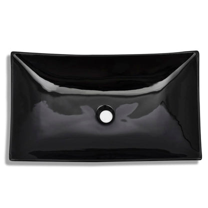 Ceramic Bathroom Sink Basin Black Rectangular - Bend