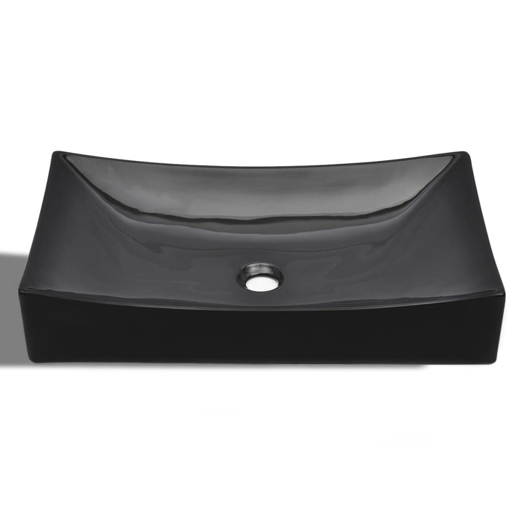 Ceramic Bathroom Sink Basin Black Rectangular - Bend