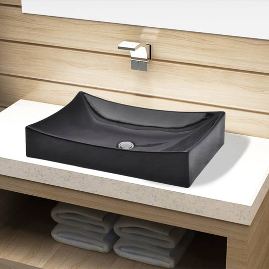 Ceramic Bathroom Sink Basin Black Rectangular - Bend