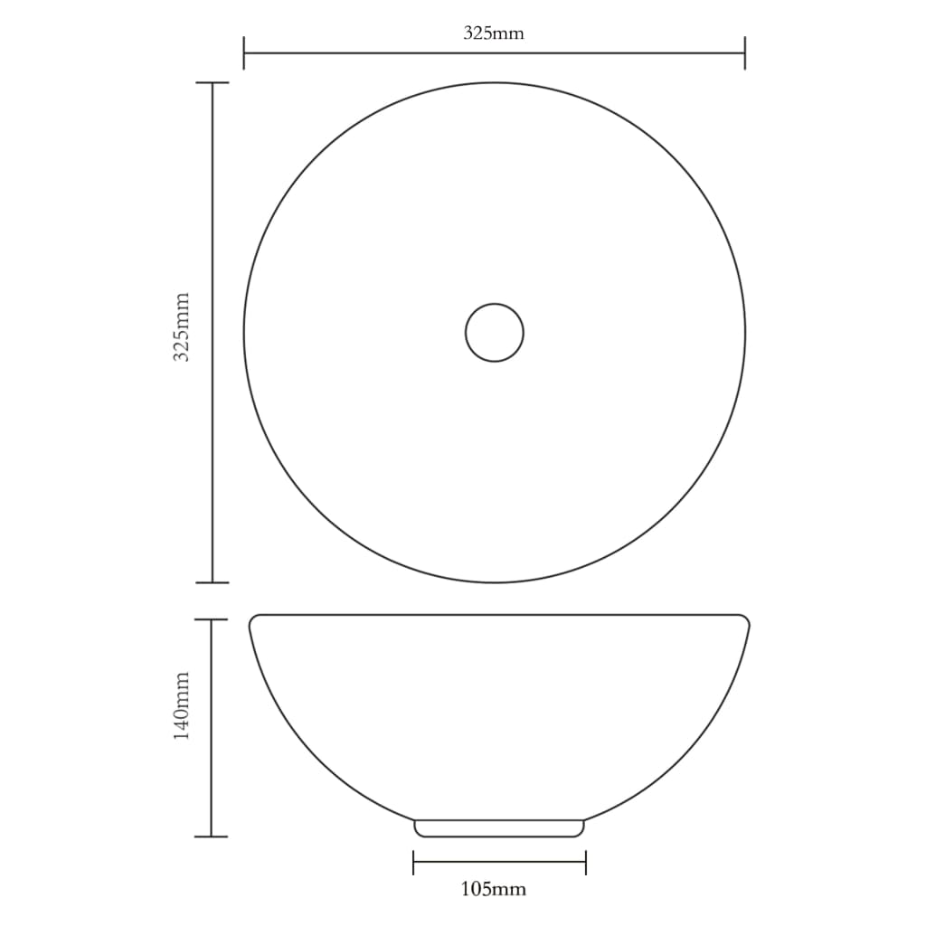 Ceramic Bathroom Sink Basin White Round - Bend