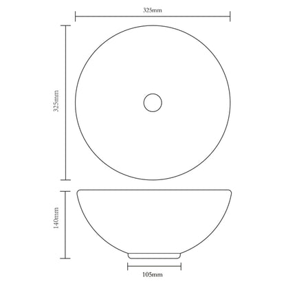 Ceramic Bathroom Sink Basin White Round - Bend