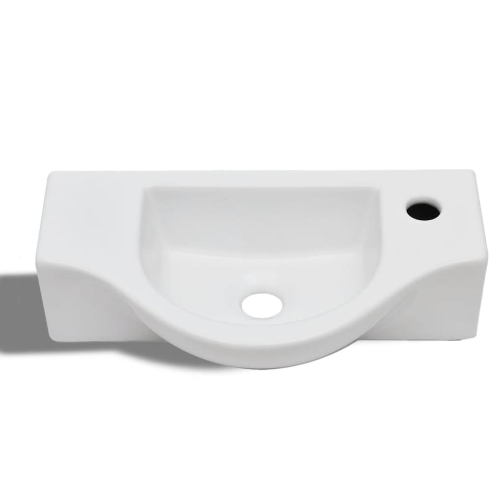 Ceramic Bathroom Sink Basin with Faucet Hole White - Bend