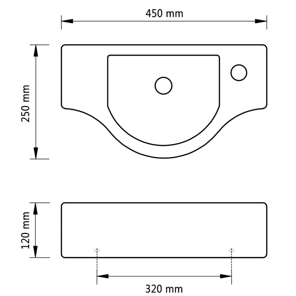 Ceramic Bathroom Sink Basin with Faucet Hole White - Bend