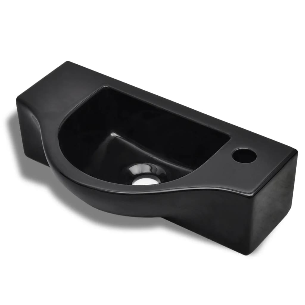 Ceramic Bathroom Sink Basin with Faucet Hole Black - Bend