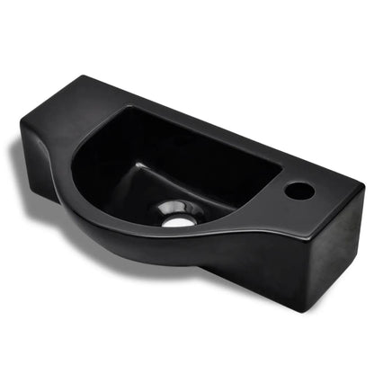 Ceramic Bathroom Sink Basin with Faucet Hole Black - Bend