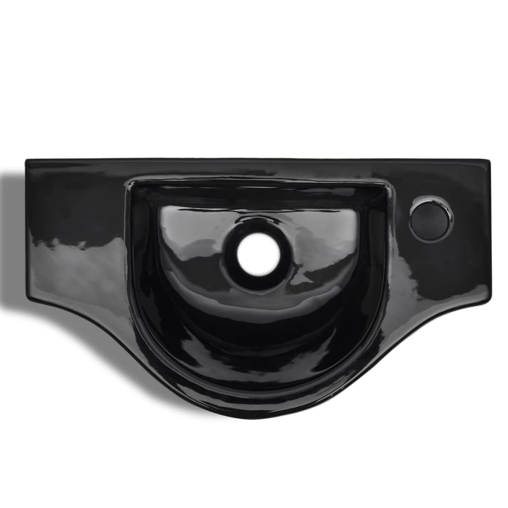 Ceramic Bathroom Sink Basin with Faucet Hole Black - Bend