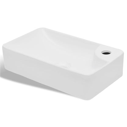 Ceramic Bathroom Sink Basin with Faucet Hole White - Bend