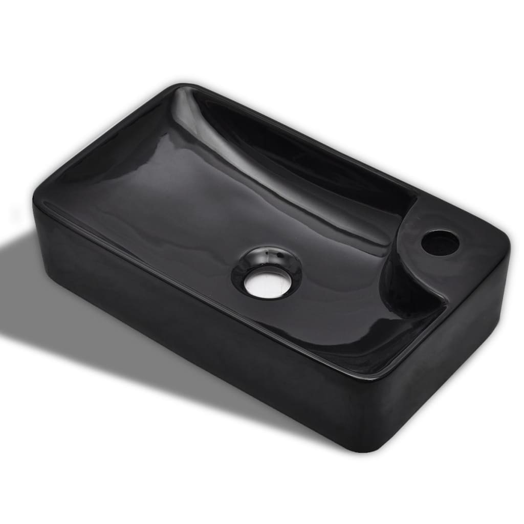 Ceramic Bathroom Sink Basin with Faucet Hole Black - Bend