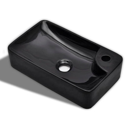 Ceramic Bathroom Sink Basin with Faucet Hole Black - Bend