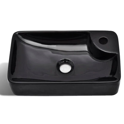 Ceramic Bathroom Sink Basin with Faucet Hole Black - Bend